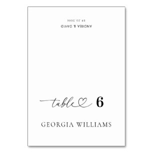 Cartão de Local de Casamento Coração de Nome de Co