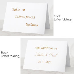 Cartão de Local de Casamento de Beige para Ouros C