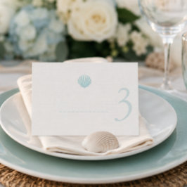 Cartão de Local de Casamento de Conchas Marinhas C
