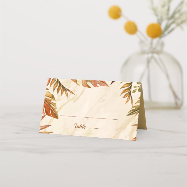 Cartão de Local de Casamento de Folhagem de Outono (Frente)