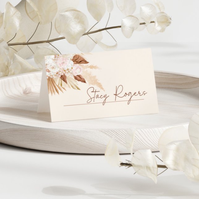 Cartão de Local de Casamento de Grass de Brunt UMe (Brunt Umber Pampas Grass Wedding Place Card)