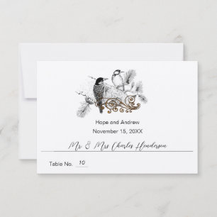 Cartão de Local de Casamento de Pássaros Amor Pica