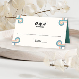 Cartão de Local de Casamento do Monograma Retro Vi