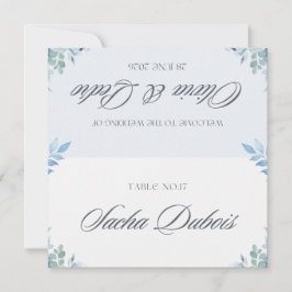 Cartão de Local de Casamento Floral – Azul e Verde