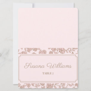 Cartão de Local de Casamento Floral – Elegante Ros