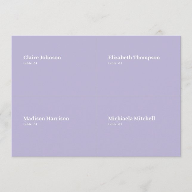 Cartão de Local de Casamento Lilac Roxo DIY (Frente)