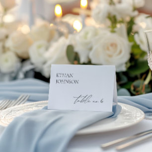 Cartão de Local de Casamento Negro e Branco Minima