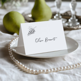 Cartão de Local de Casamento Preto e Branco Desenh