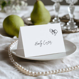 Cartão de Local de Casamento Preto e Branco Desenh