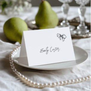 Cartão de Local de Casamento Preto e Branco Desenh