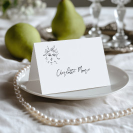 Cartão de Local de Casamento Preto e Branco Desenh