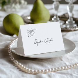 Cartão de Local de Casamento Preto e Branco Desenh