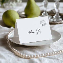 Cartão de Local de Casamento Preto e Branco Desenh