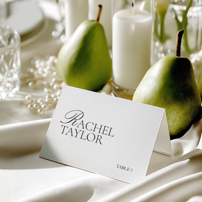 Cartão de Local de Casamento Preto e Branco Elegan (Elegant Black & White Wedding Place Card)