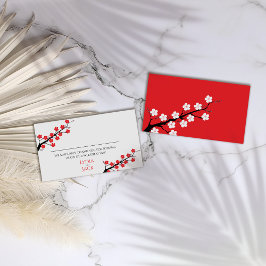 Cartão de Local de Casamento Previsto para Cereja