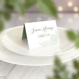 Cartão de Local de Casamento Ranunculus Monograma