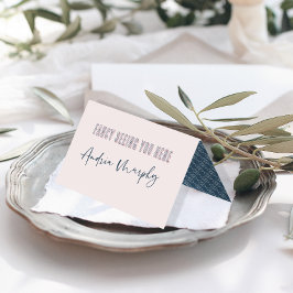 Cartão de Local de Casamento Rosa e Azul Diversos