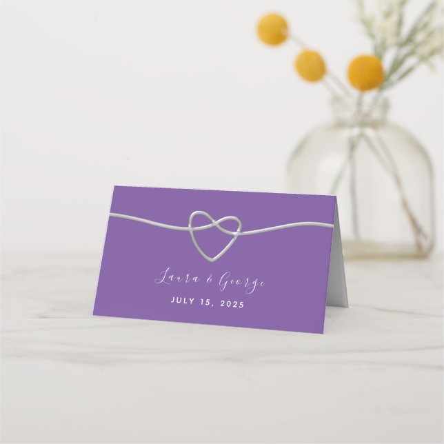 Cartão de Local de Casamento Roxo Minimalista (Verso)