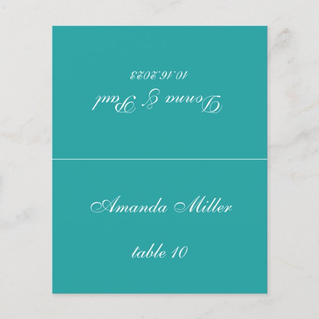 Cartão de Local de Casamento Teal com Nome do Conv (Frente)