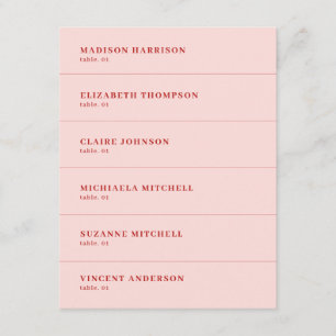 Cartão de Local de Casamento Vermelho e Rosa DIY