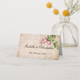 Cartão de Local de Casamento Vintage Pink Berries