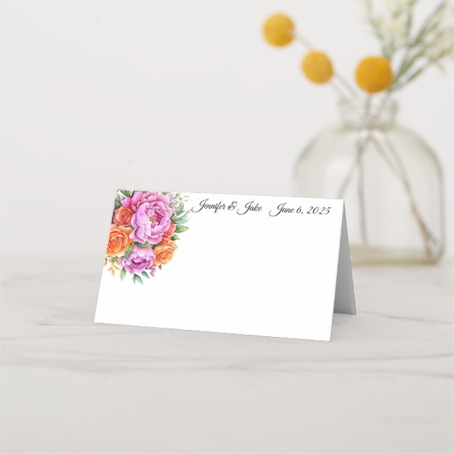 Cartão de Local de Nome Dobrado do Casamento (Frente)