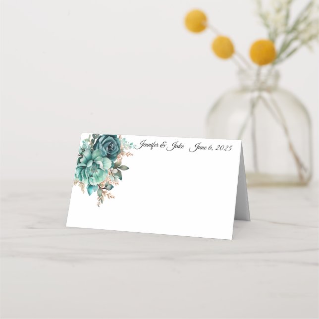 Cartão de Local de Nome Dobrado do Casamento (Frente)