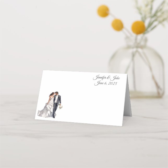 Cartão de Local de Nome Dobrado do Casamento (Frente)