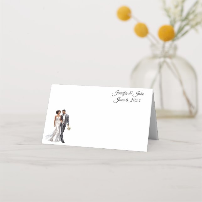 Cartão de Local de Nome Dobrado do Casamento (Frente)