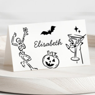 Cartão de Local do Desenho de Mão do Halloween