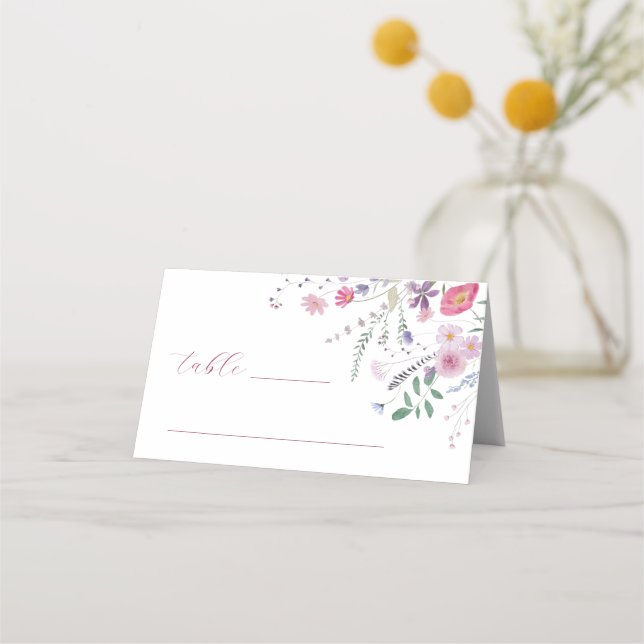 Cartão de Local Dobrado de Flores Selvagens Batism (Frente)