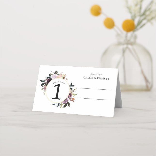 Cartão de Local Dobrado Púrpura Pano/Pano (Frente)