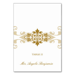 Cartão de Local Elegante de Casamento de Dourada C