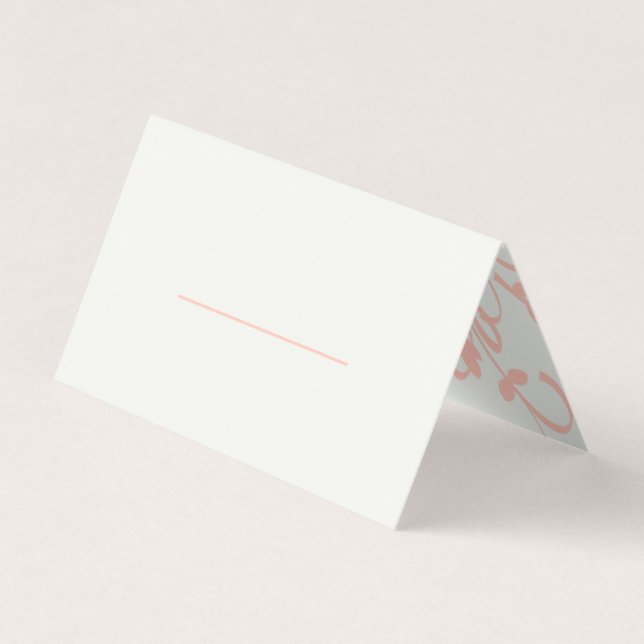 Cartão de Local Elegente de Arquivo Coral e Creme (Frente)