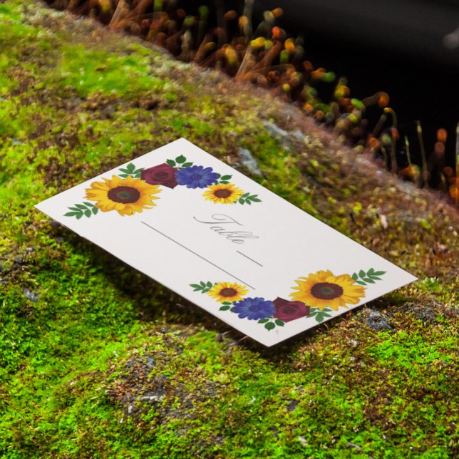 Cartão de Local Floral de Casamento de Girassol Ro (Criador carregado)