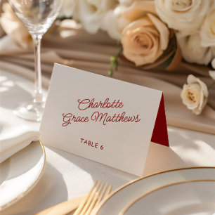 Cartão de Local para Casamento Vermelho e Branco