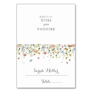 Cartão de Local para Flores Selvagens Coloridas