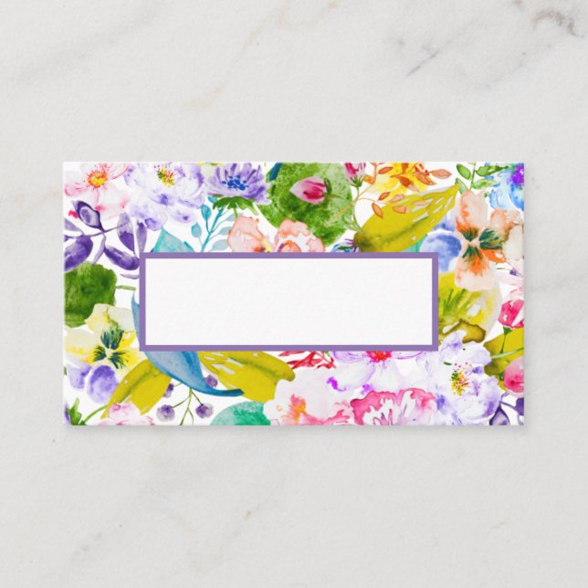 Cartão de Local Romântico Romântico Floral Roxal M (Frente)