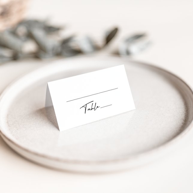 Cartão de Local Simples de Casamento Preto e Branc (Criador carregado)