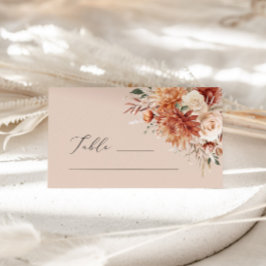 Cartão de Localidade Boho Terracotta Dahlia Rosa