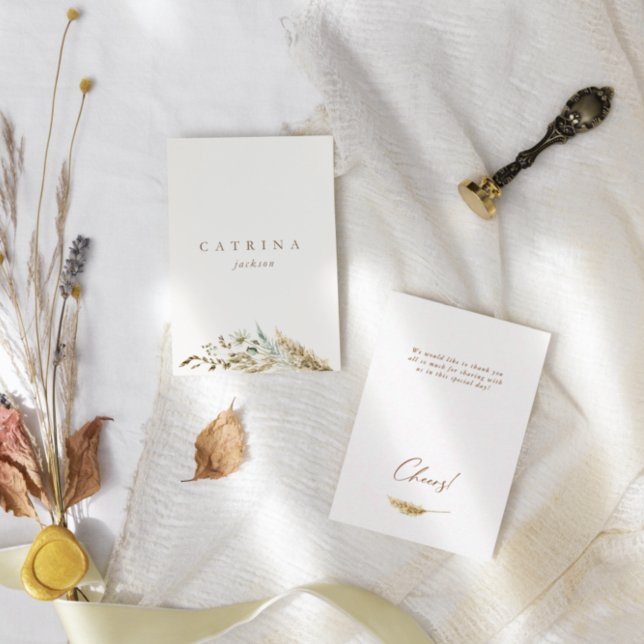 Cartão de Localidade de Buquê Seco Romântico Seco (Criador carregado)