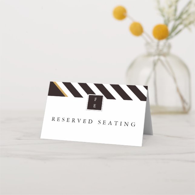 Cartão de Localidade Dourada de Stripe , preto Ele (Frente)