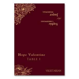 Cartão de Localidade Dourada Floral de Casamento D