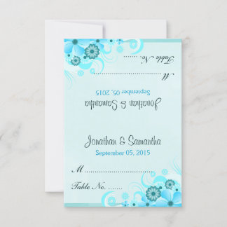 Cartão de Localidade Floral Floral Azul-Aqua Claro