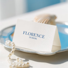 Cartão de Localização de Casamento Azul e Branco C