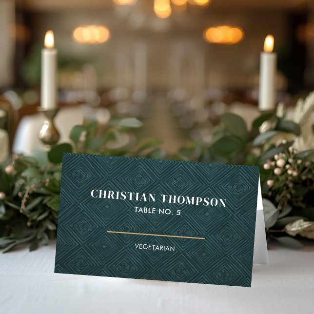 Cartão de Localização de Casamento com Fundo Geomé (Geometric Background Wedding Place Cards)
