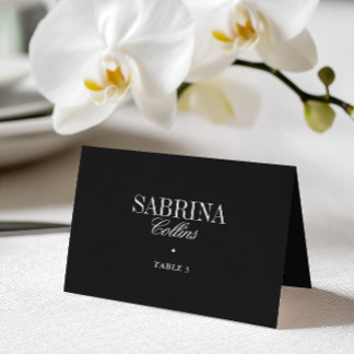 Cartão de Localização de Casamento Preto e Branco 