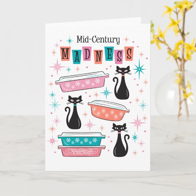 Cartão de Loucura Moderna do Século médio Pyrex Ca (Flor Amarela)