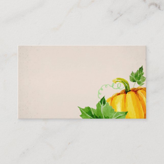 Cartão De Lugar Abaixamento da Aquarela outono Ação de Graças Pump (Frente)