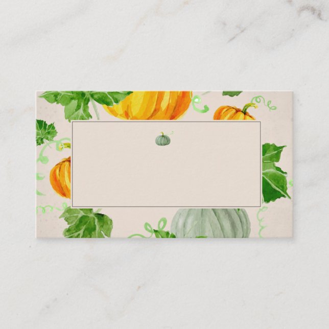 Cartão De Lugar Abaixamento da Aquarela outono Ação de Graças Pump (Frente)